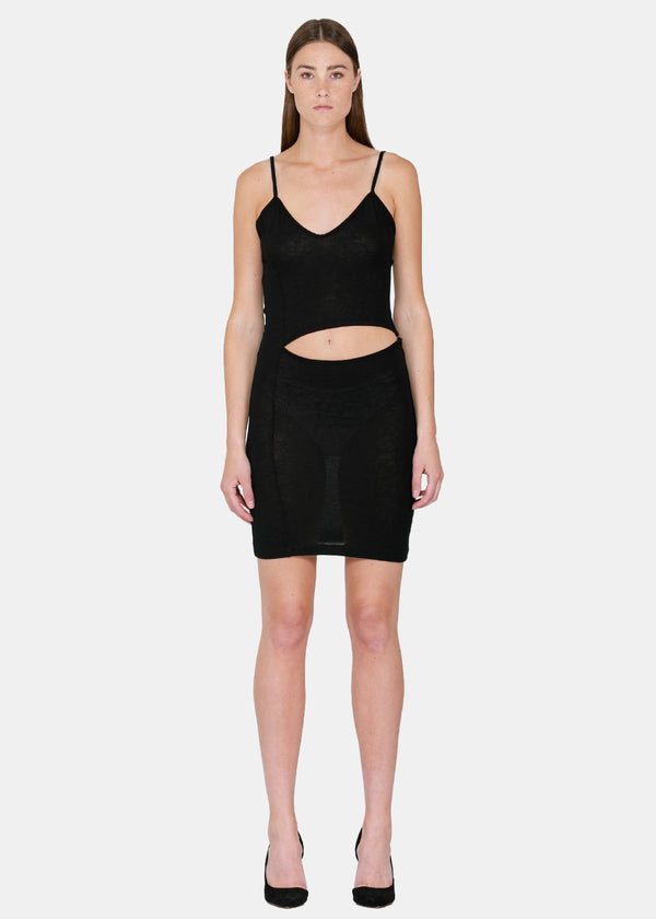 Ann Demeulemeester Black Cut-Out Jersey Dress - NOBLEMARS