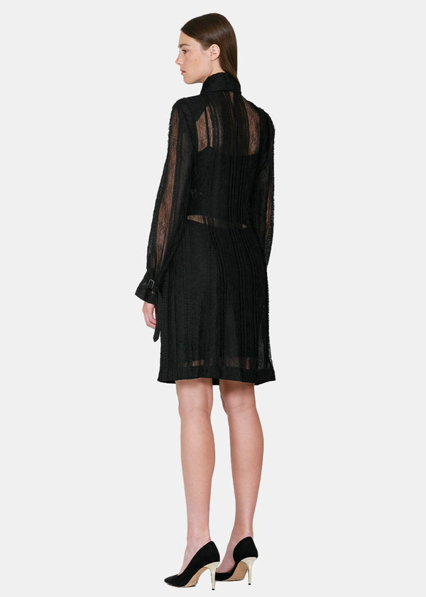 Ann Demeulemeester Black Lace Long Coat - NOBLEMARS