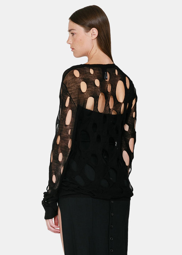 Ann Demeulemeester Black Cut-Out Sweater - NOBLEMARS