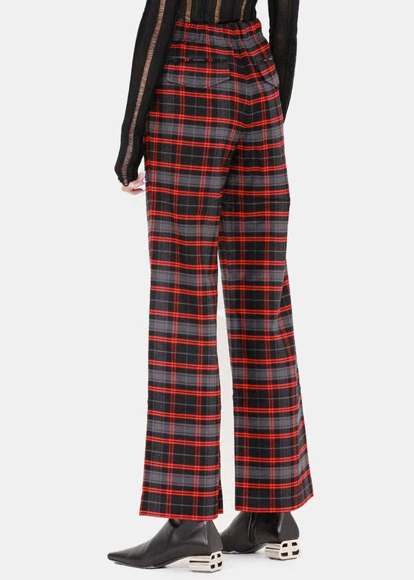 Yang Li Red & Black Check Trousers - NOBLEMARS