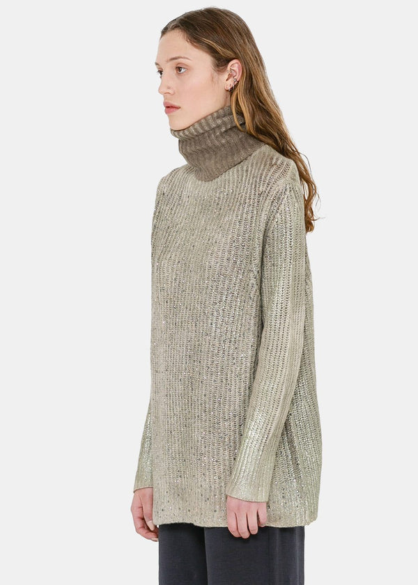 Avant Toi Taupe Embroidered Turtleneck Sweater - NOBLEMARS