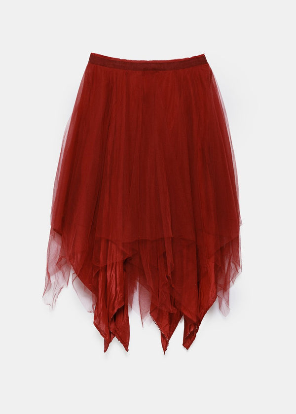 Marc Le Bihan Red Triple-Layer Asymmetric Skirt - NOBLEMARS