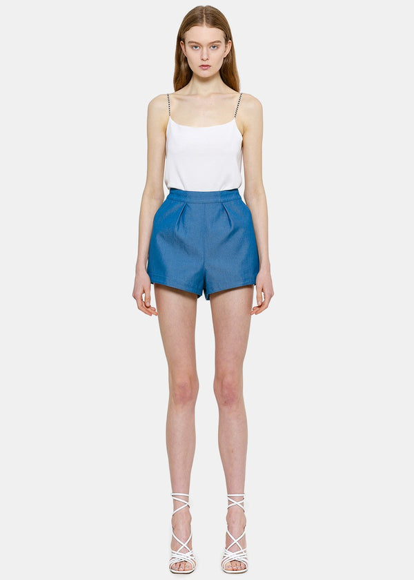 Philosophy di Lorenzo Serafini Blue Pleated Shorts - NOBLEMARS