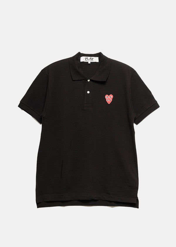 Comme des Garçons Play Black & Red Double-Heart Polo - NOBLEMARS