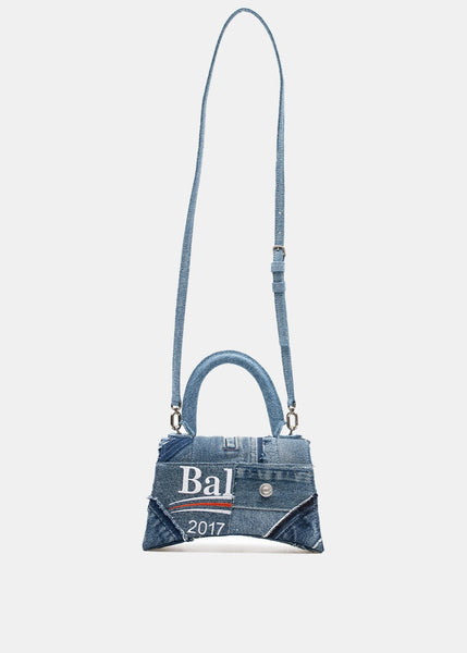 NEW BALENCIAGA Denim Patchwork Hourglass UPCYCLED BAG PURSE SUPER LIMITED  AUTH