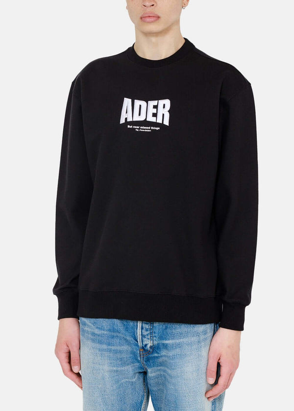 ADER error Black Logo Embroidery Sweatshirt - NOBLEMARS