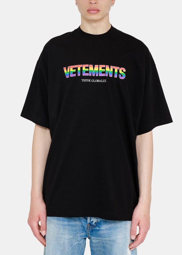 VETEMENTS Black Rainbow Logo T-Shirt - NOBLEMARS