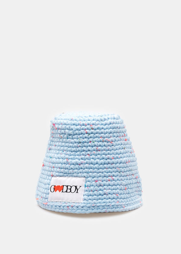 XOXOGOODBOY Sky Blue Knit Logo Bucket Hat - NOBLEMARS