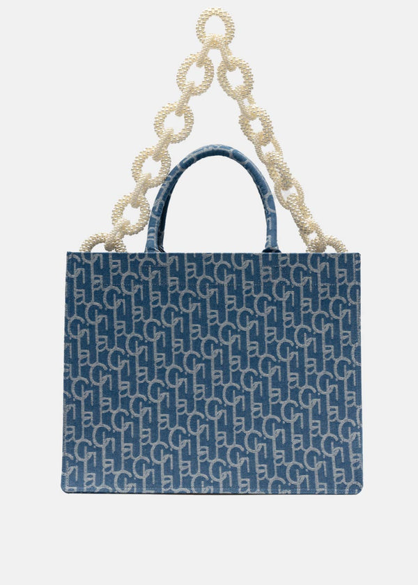 Laurence & Chico Light Blue Jacquard Large Tote - NOBLEMARS