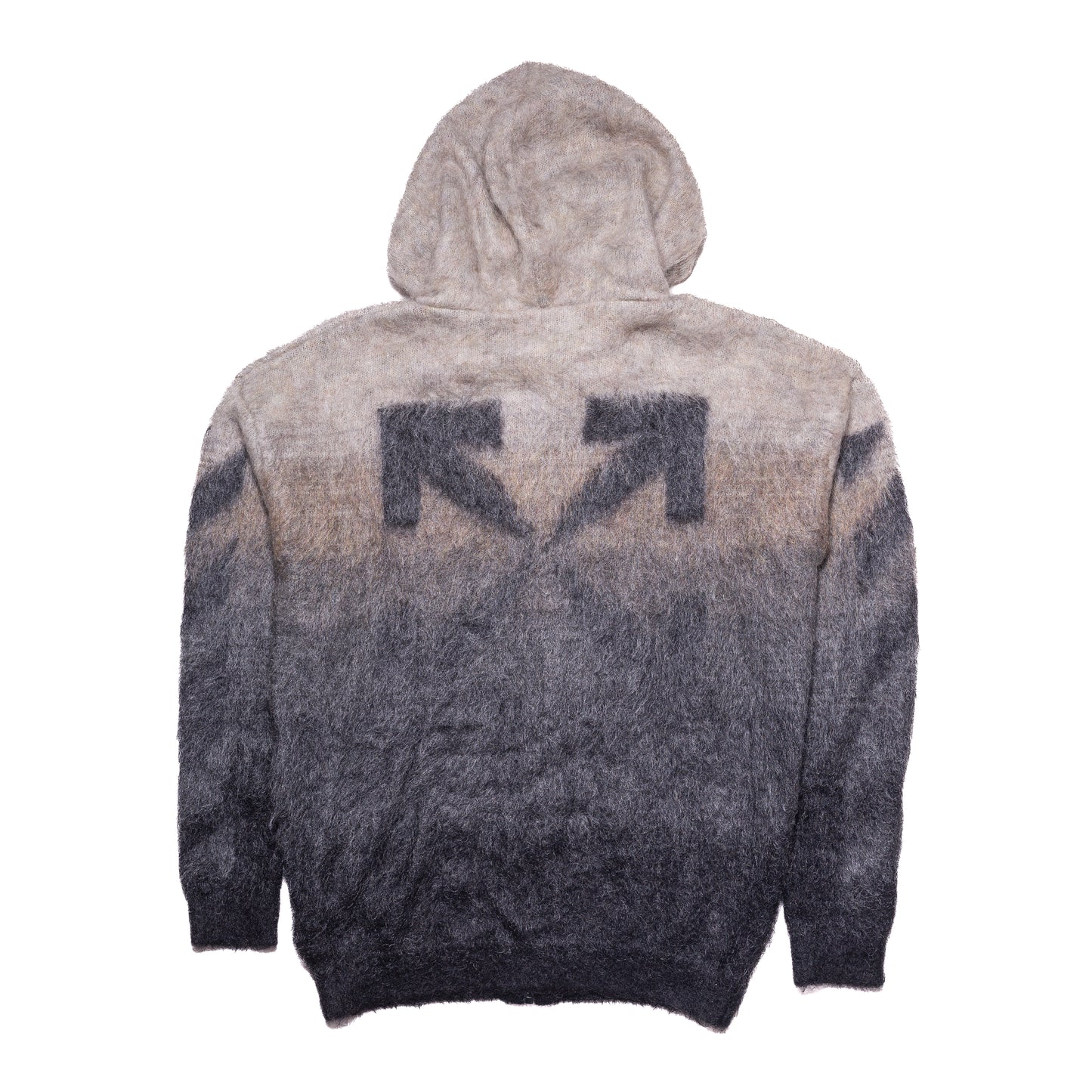 Off-White Arrows-Logo Brushed-Knit Zip-Up Hoodie Grey - NOBLEMARS