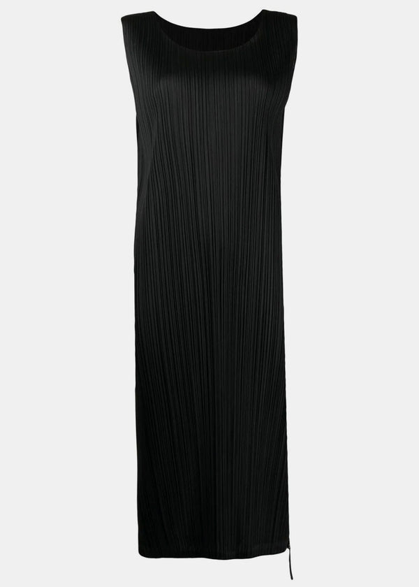 Pleats Please Issey Miyake Black Pleated Midi Dress
