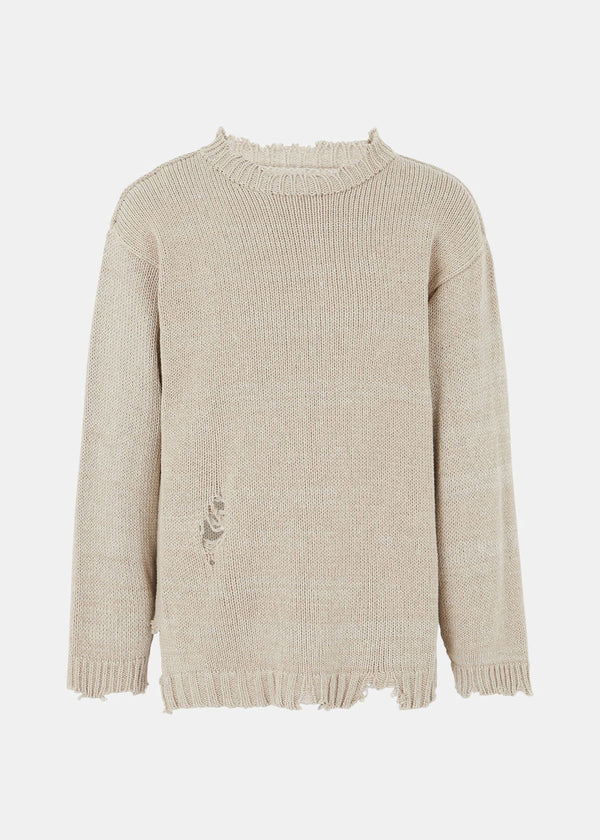 Maison Margiela Beige Distressed Sweater - NOBLEMARS