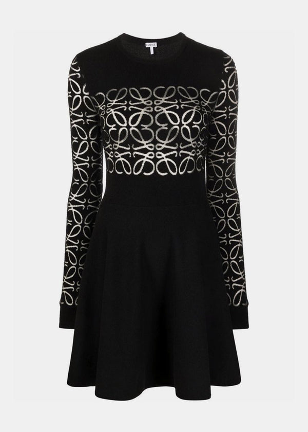 Loewe Black Anagram Devore Knit Dress - NOBLEMARS