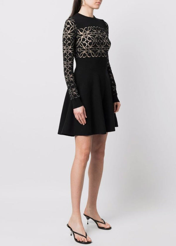 Loewe Black Anagram Devore Knit Dress - NOBLEMARS
