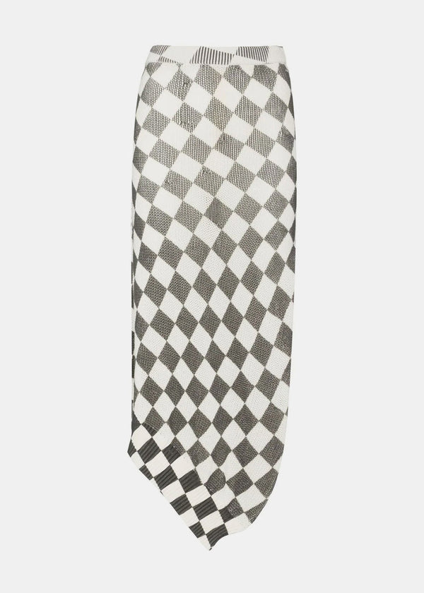 MM6 Maison Margiela Off-White & Black Asymmetric Knit Skirt