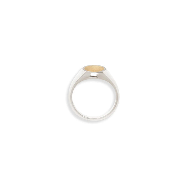 Maor Meek Ring Oval Top In Silver And Yellow Gold