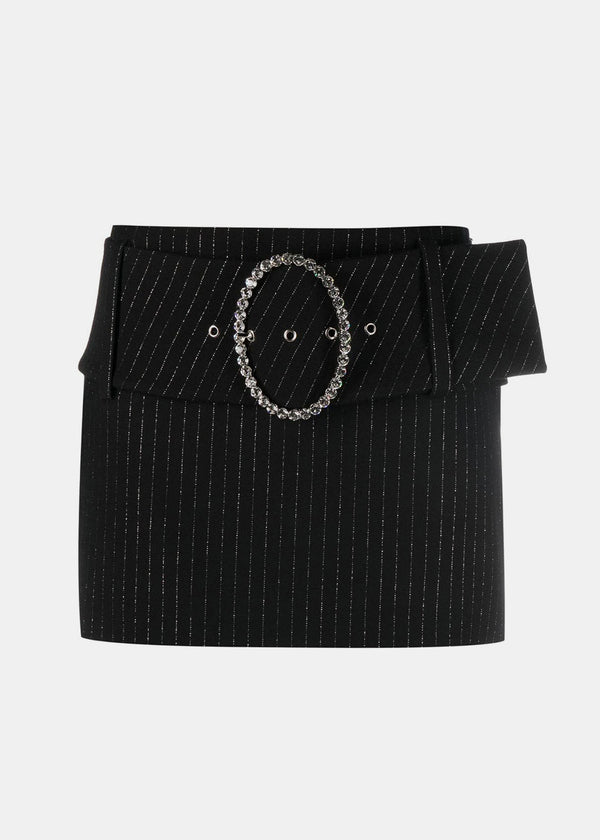 Alessandra Rich Black Lurex Pinstripe Mini Skirt - NOBLEMARS