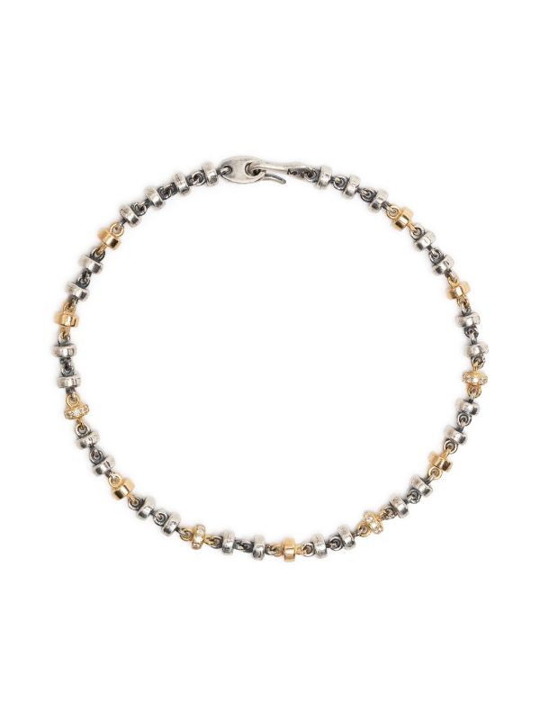 MAOR OMNI 4MM BRACELET IN SILVER AND YELLOW GOLD WITH WHITE DIAMOND DETAIL - NOBLEMARS
