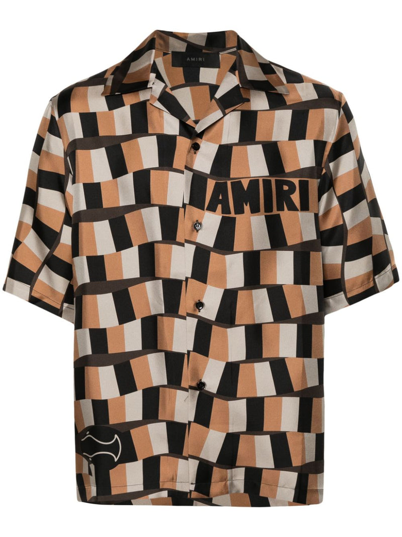 AMIRI Men Snake Checker Bowling Shirt - NOBLEMARS