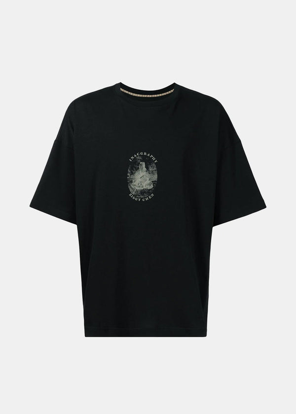 Ziggy Chen Black Oversized Double Graphic T-Shirt - NOBLEMARS