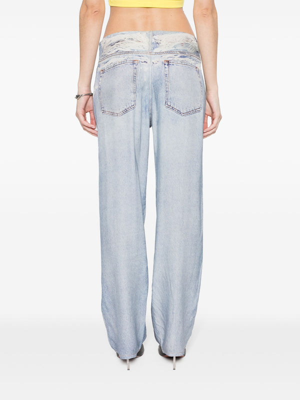 DIESEL Women Straight Placed Print Jeans - NOBLEMARS