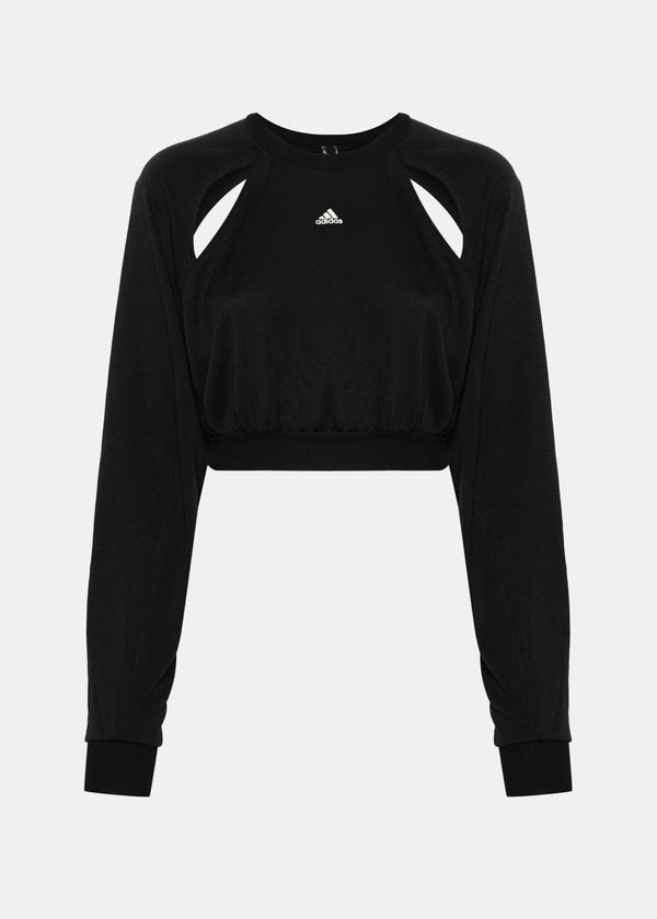 ADIDAS Black Cut-Out Cropped Sweatshirt
