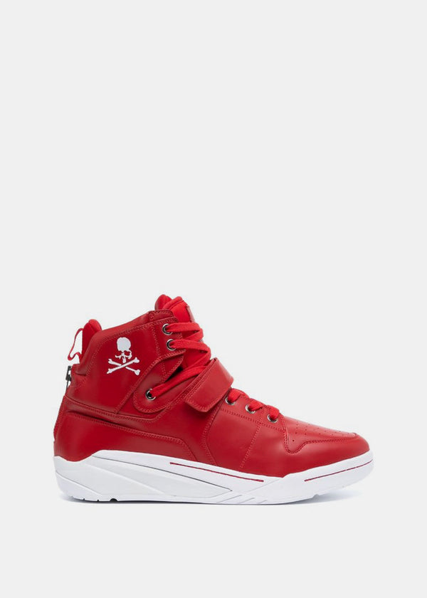 MASTERMIND WORLD Red Skull-Print Leather Sneakers