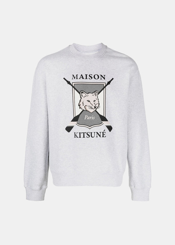 MAISON KITSUN?? Grey College Fox Printed Sweatshirt-NOBLEMARS