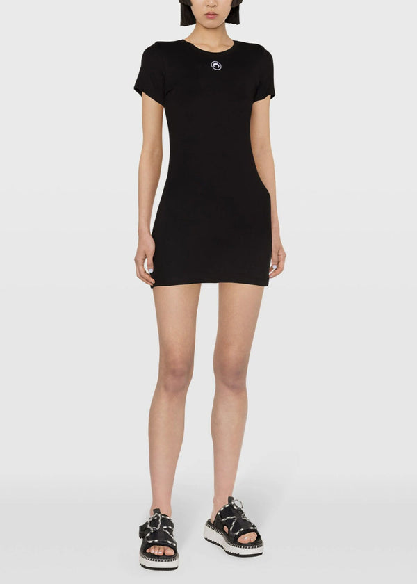 MARINE SERRE Black Organic-Cotton T-shirt Dress