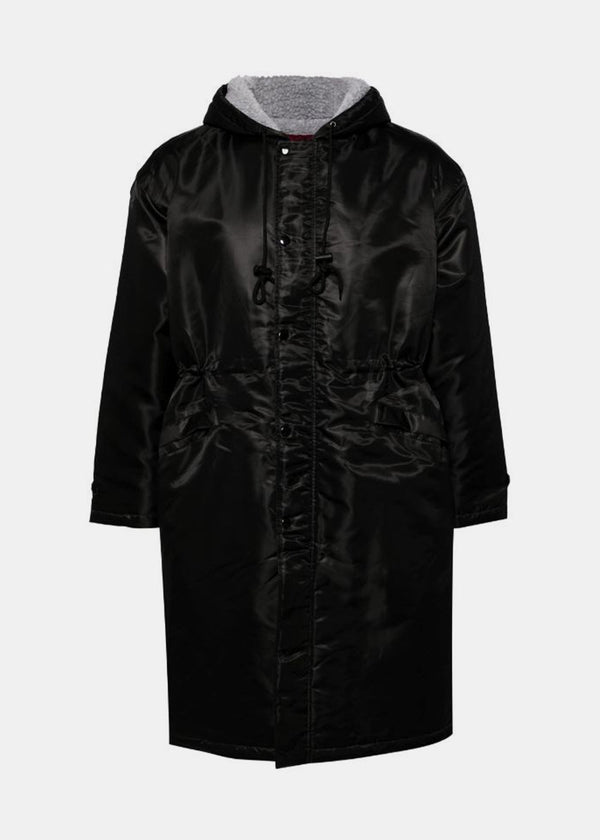 MASTERMIND WORLD Black Logo-Print Hooded Coat