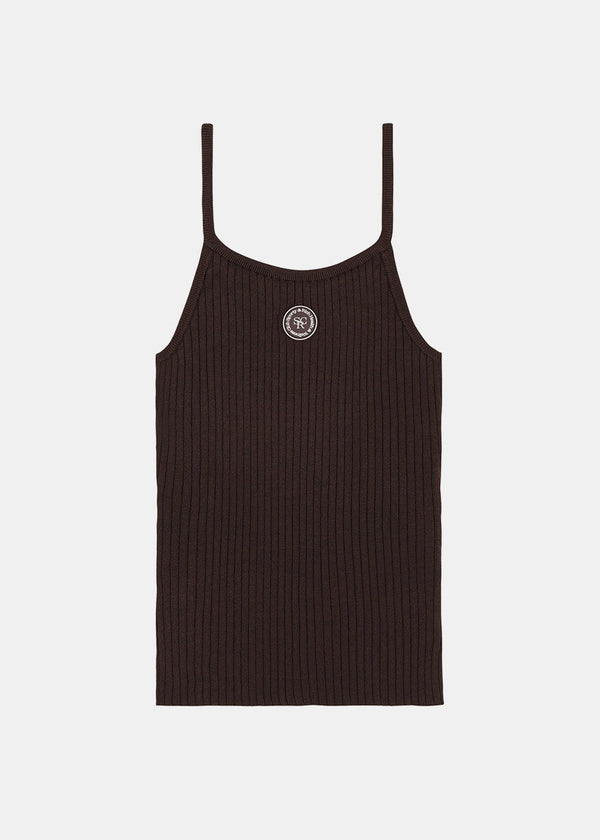 SPORTY & RICH Chocolate Ribbed Tank Top-NOBLEMARS