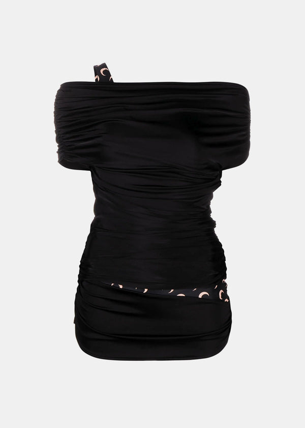 MARINE SERRE Black Regenerated Jersey Draped Top