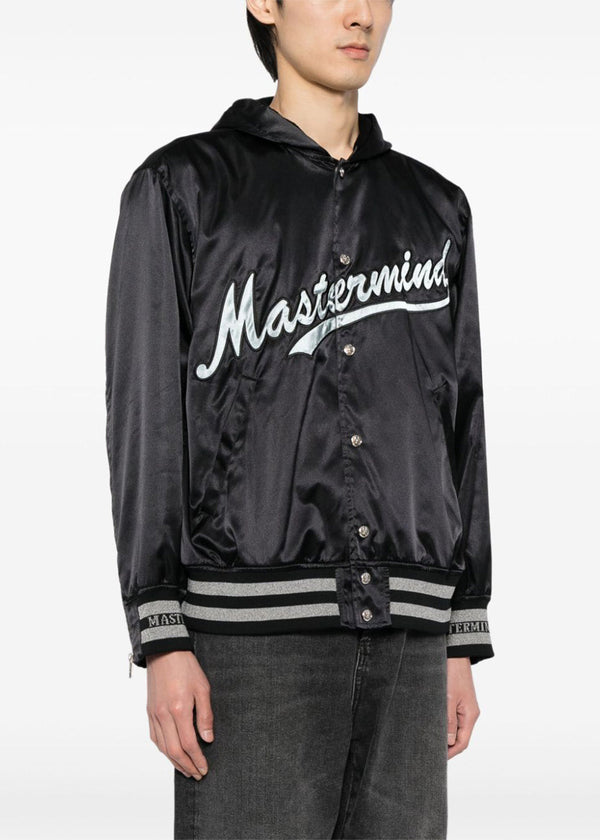 MASTERMIND JAPAN Black Hooded Varsity Jacket