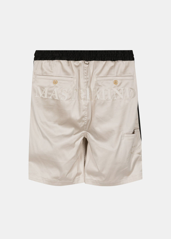 MASTERMIND JAPAN Off White/Black Colour-Block Cotton Shorts-NOBLEMARS