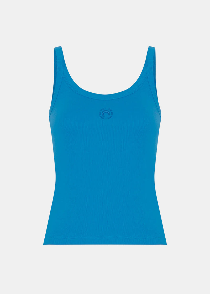 MARINE SERRE Blue Crescent Moon-Embroidered Tank Top