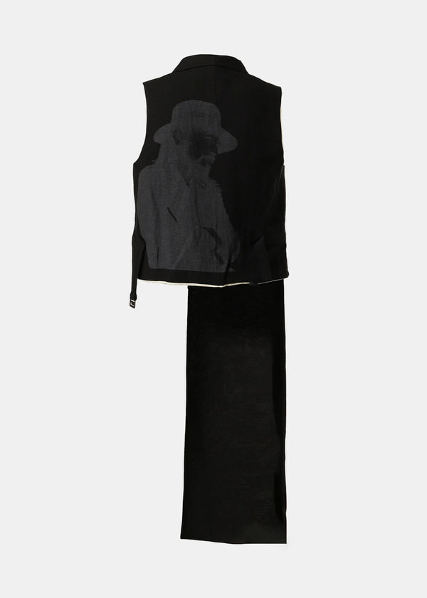 YOHJI YAMAMOTO Black W-Front Asymmetric Vest