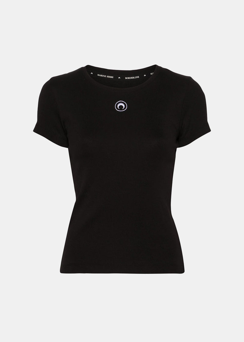 MARINE SERRE Black Crescent Moon Organic-Cotton T-Shirt