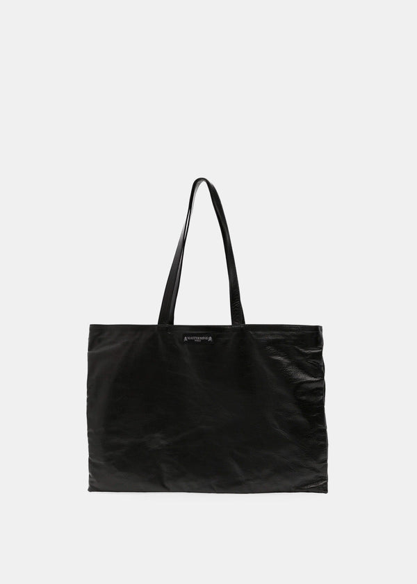 MASTERMIND WORLD Black Skull-Print Leather Tote Bag