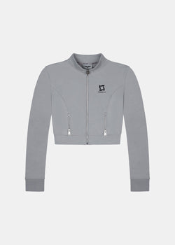 TEAM WANG Grey Zip-up Cropped Jacket (Pre-Order)
