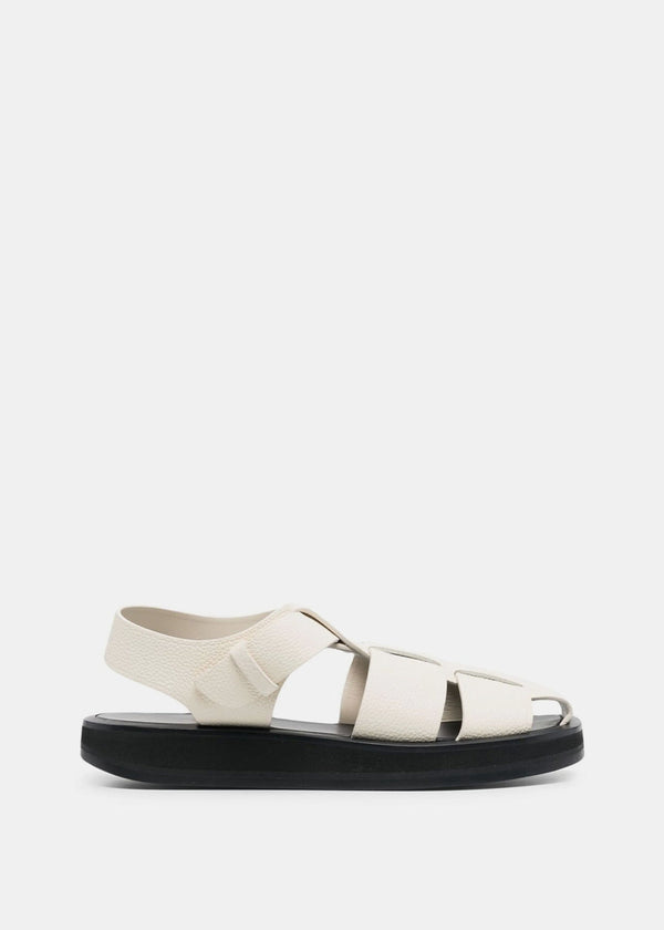 THE ROW Ivory Fisherman Leather Sandals-NOBLEMARS