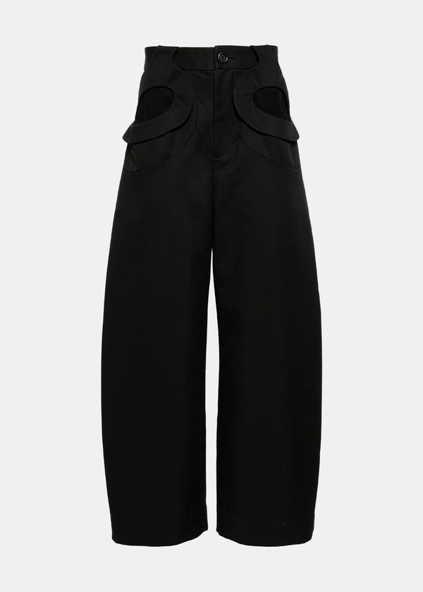PET-TREE-KOR Black Cut-Out Panelled Trousers