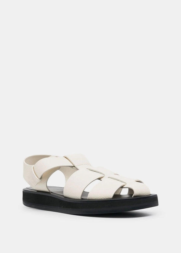 THE ROW Ivory Fisherman Leather Sandals-NOBLEMARS