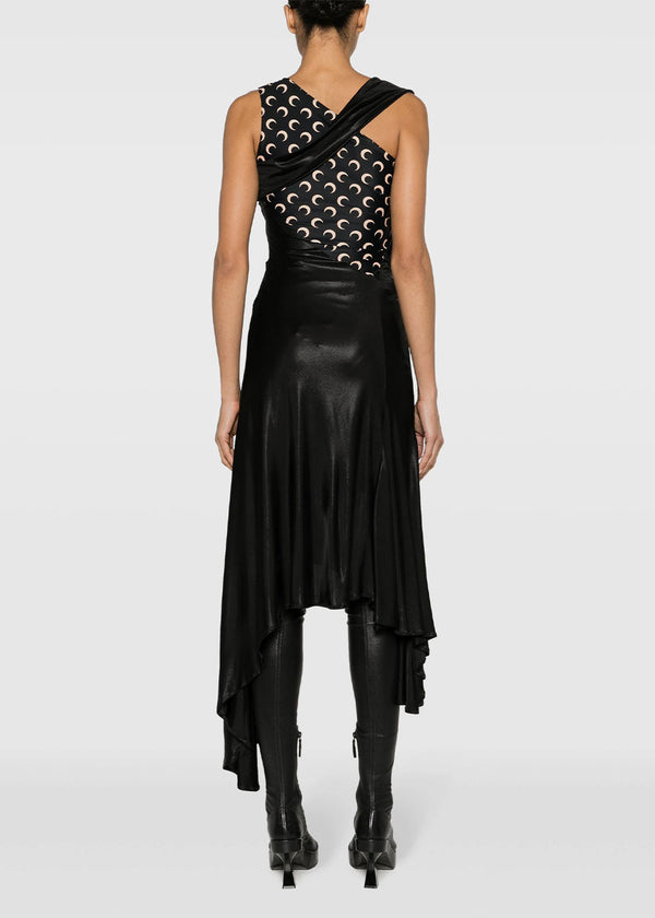 MARINE SERRE Black Regenerated Jersey Draped Dress