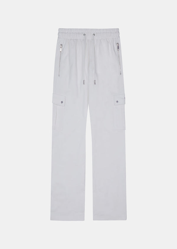 TEAM WANG White Zip-up Casual Cargo Pants (Pre-Order)