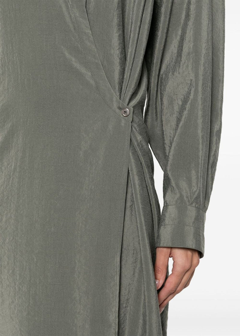 LEMAIRE Grey Twisted Wrap Midi Dress