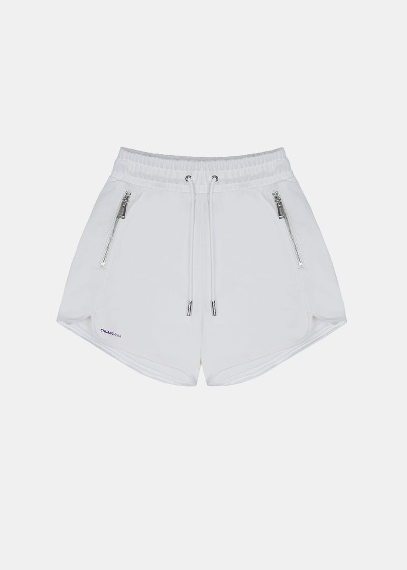 TEAM WANG White Zip-up Jersey Casual Shorts (Pre-Order)