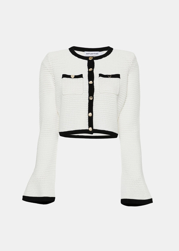SELF-PORTRAIT White Cropped Cardigan-NOBLEMARS