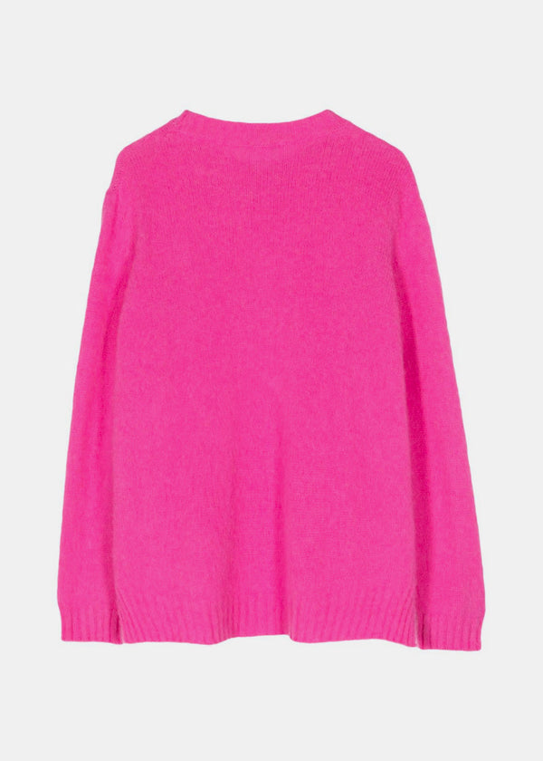 AVANT TOI Pink Over Round Neck Pullover In Cashmere With Slits