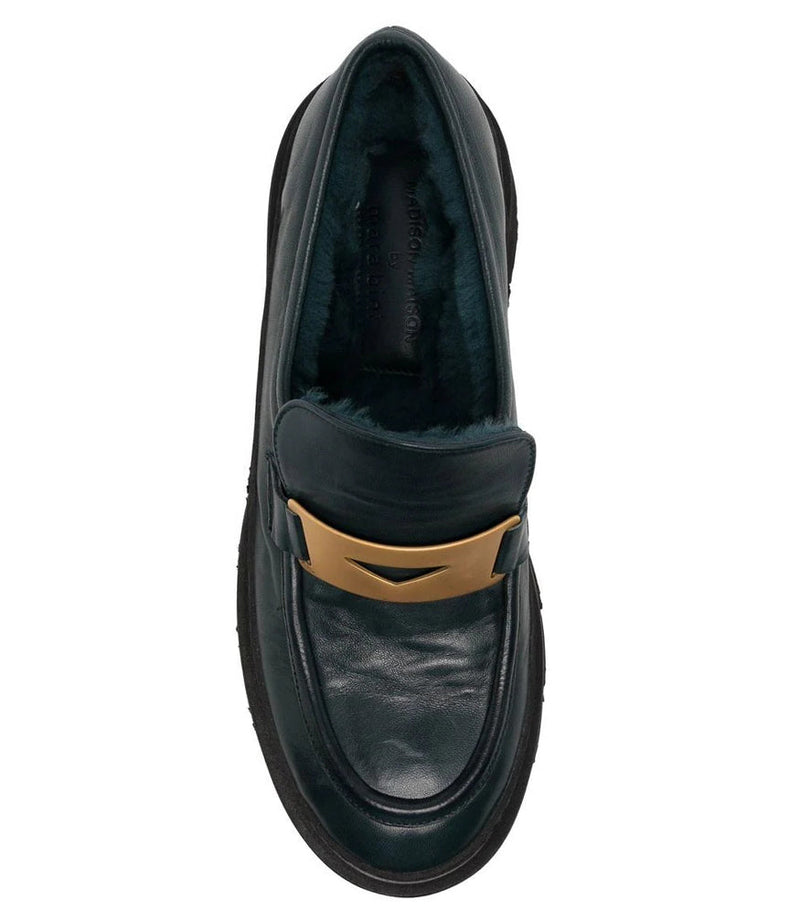 Madison Maison™ Navy Leather Chunky Loafer With Shearling-NOBLEMARS