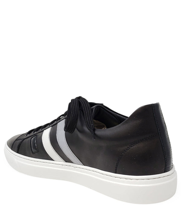 Madison Maison™ Black Leather 3 Stripe Mens Sneaker-NOBLEMARS